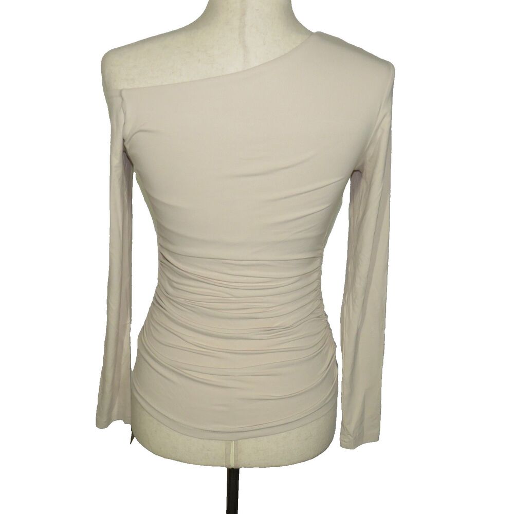 OGL EcoMousse Soft Stretchy Ruched One Shoulder Long Sleeve Brami Top Size Small - Picture 6 of 7